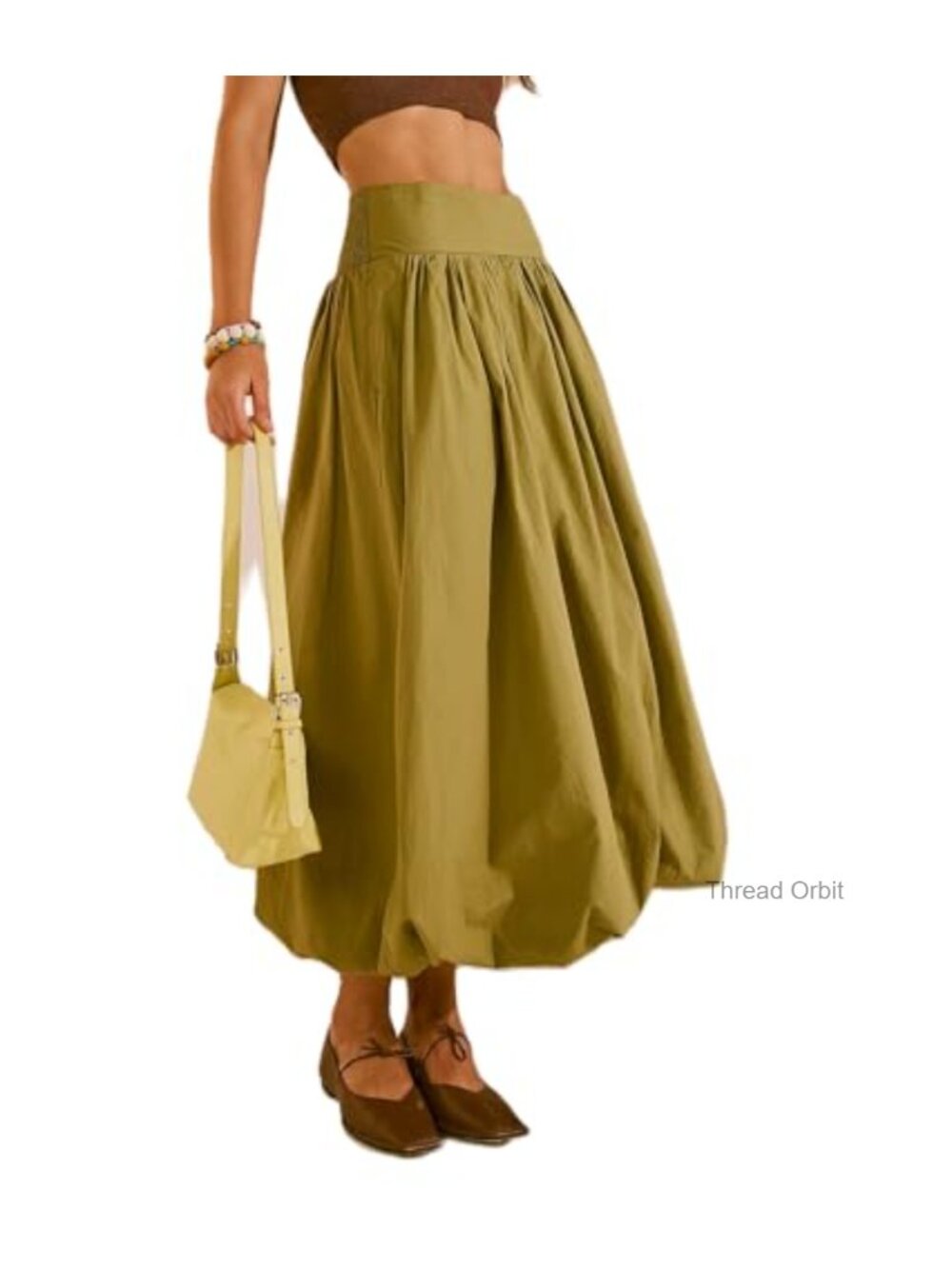 Y2K Bubble Maxi Skirt Low Waist A-Line Long Skirt Summer Ruffle Pleated